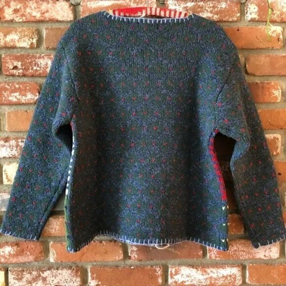 Liz Claiborne Lizwear Hand Knit Holiday Sweater Size L - Picture 3 of 5